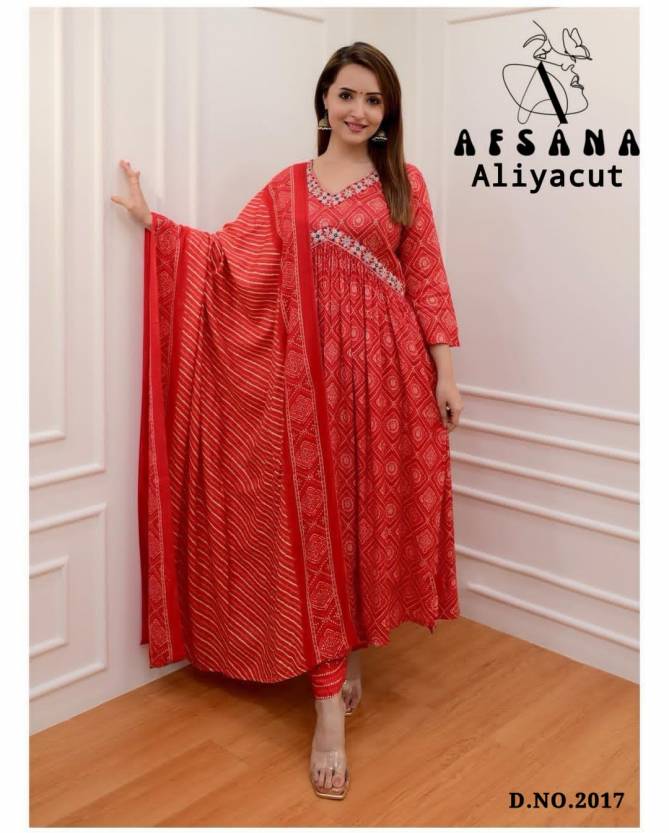 Aaliya 2017 By Afsana Printed Kurti With Bottom Dupatta Catalog